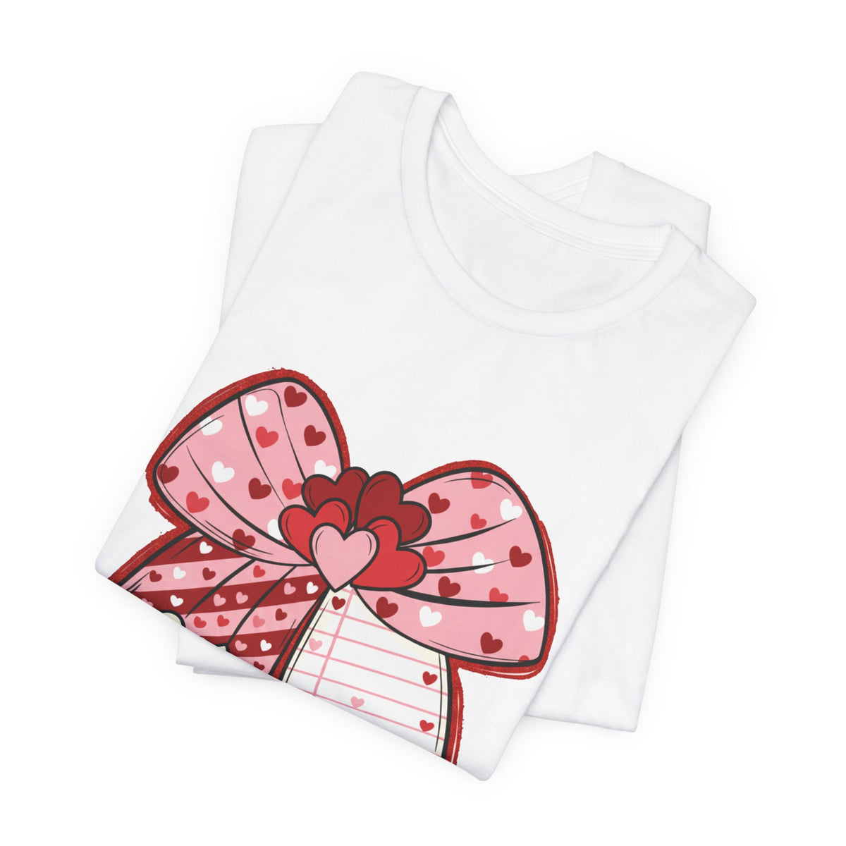 Valentine Heart Bow T-Shirt – Cute Pink Ribbon Love Graphic Tee