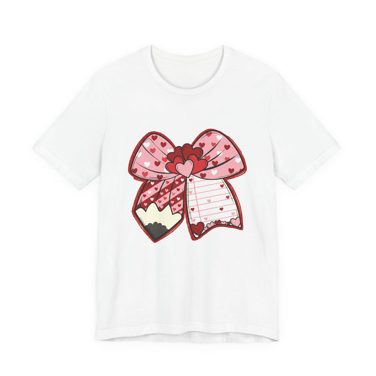 Valentine Heart Bow T-Shirt – Cute Pink Ribbon Love Graphic Tee