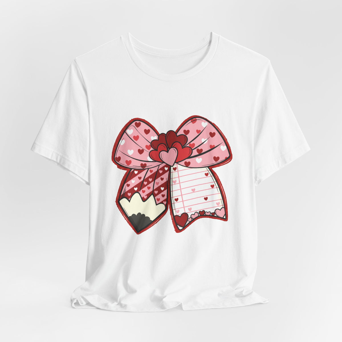 Valentine Heart Bow T-Shirt – Cute Pink Ribbon Love Graphic Tee