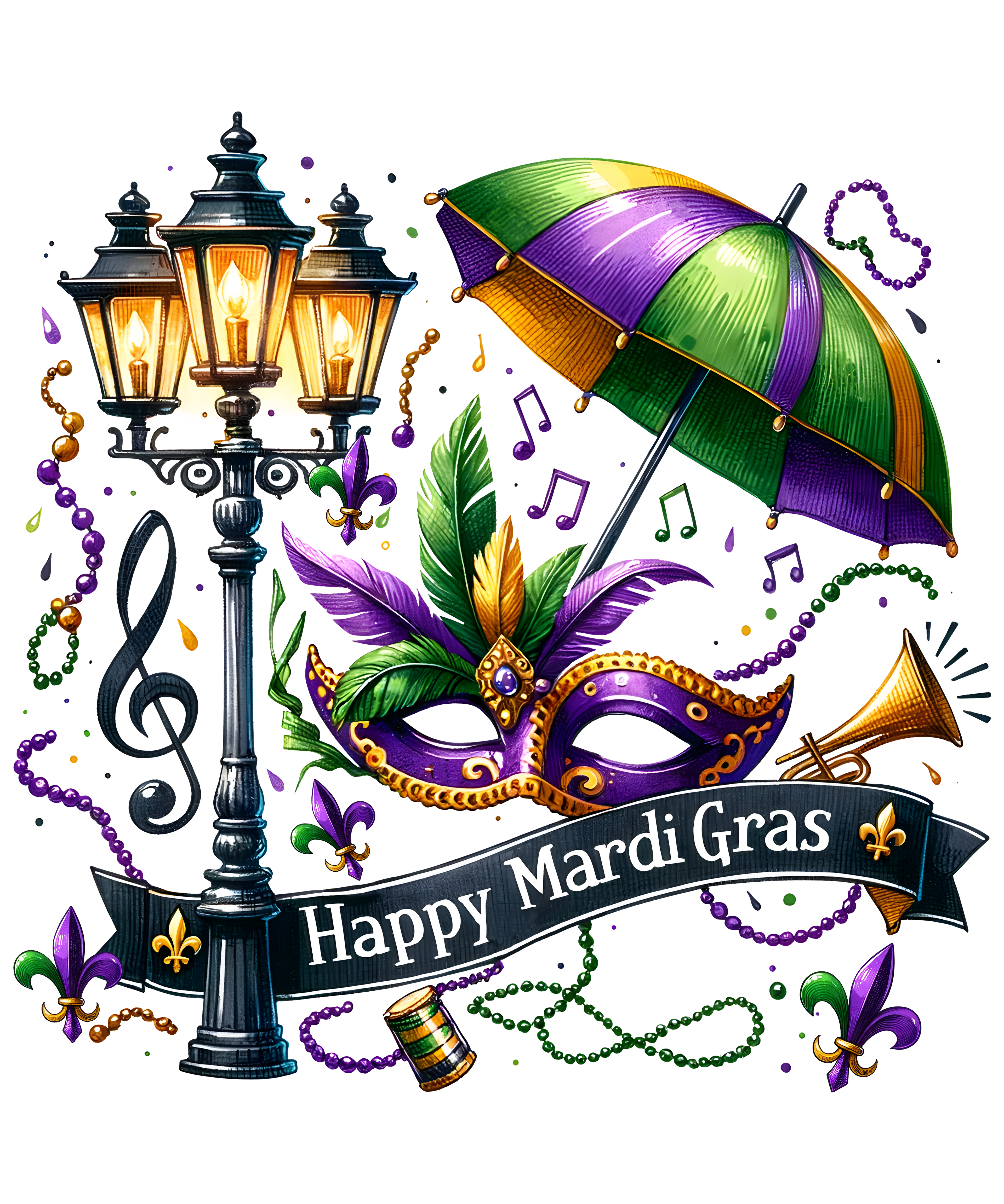 Mardi gras themed wraps