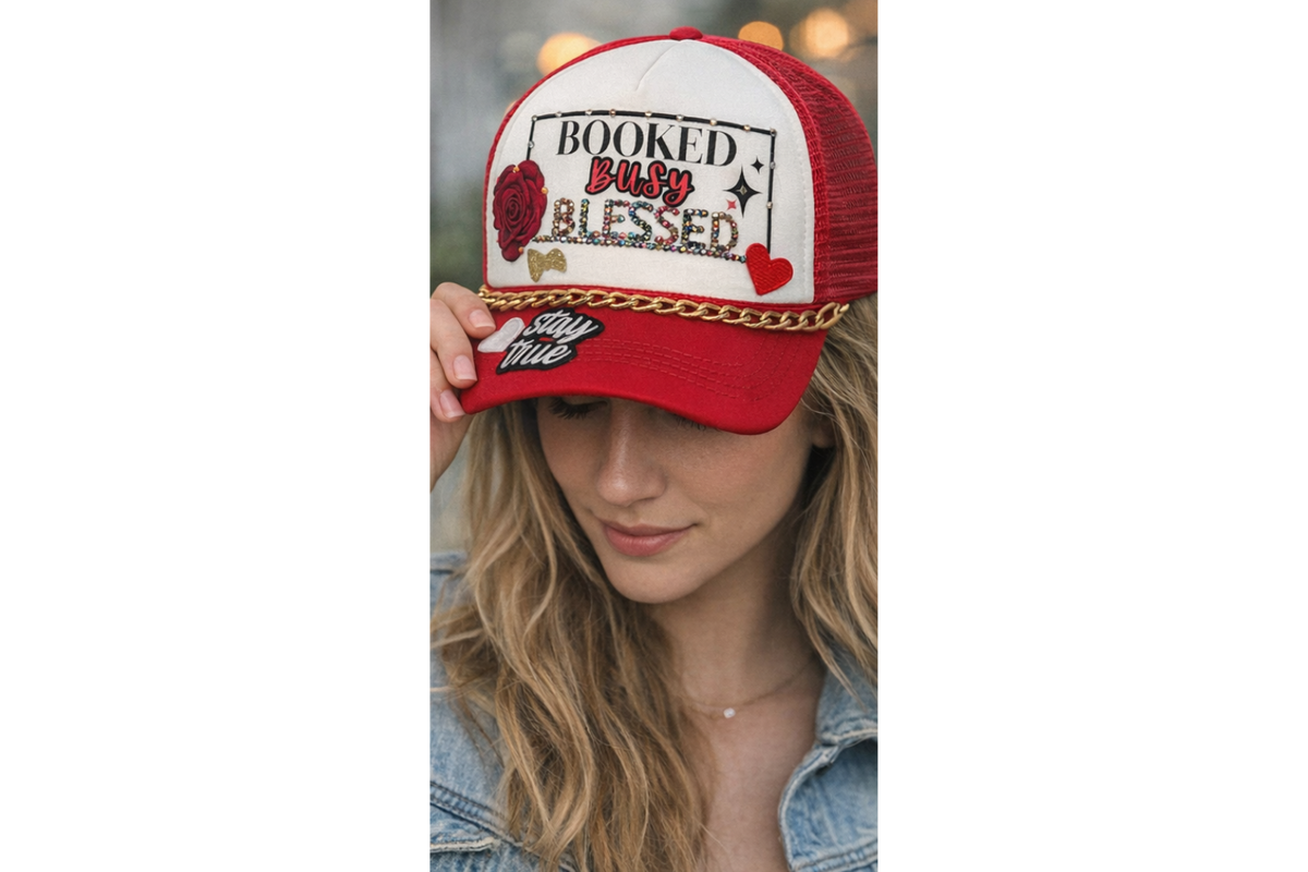 Booked Busy Blessed Trucker Hat
