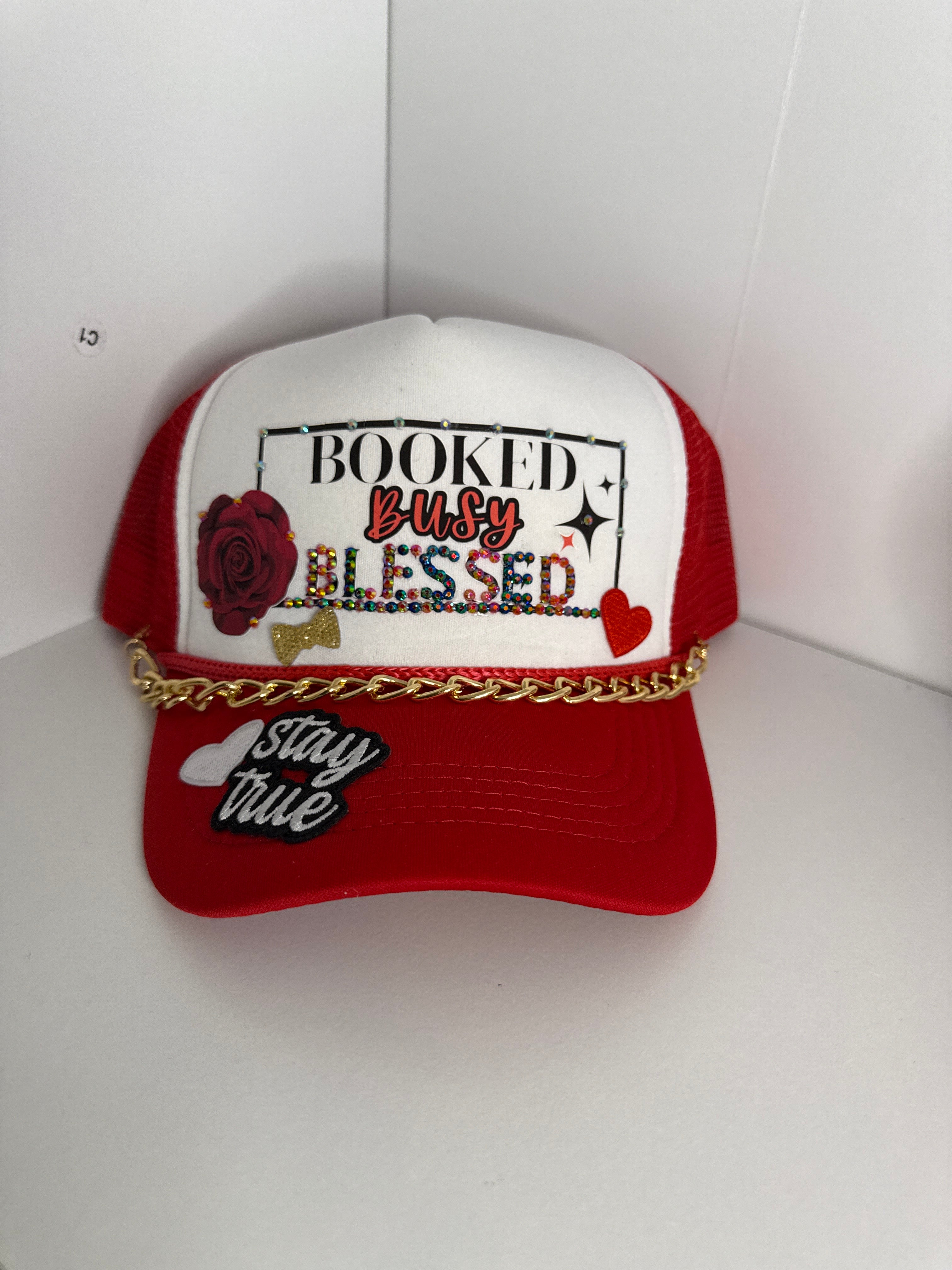 Red Booked Busy Blessed-Trucker Hat