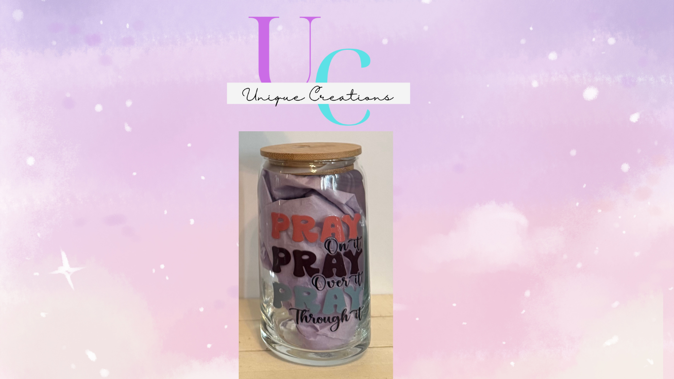 Glass can mug -Pray on it image 0